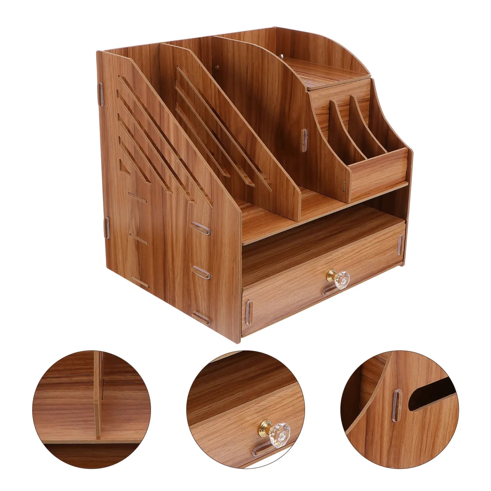 Organizer da Scrivania in Legno con Cassetto per Conservare Oggetti Vari, Cosmetici, Gioielli, per Ufficio, Camera da Letto, Soggiorno