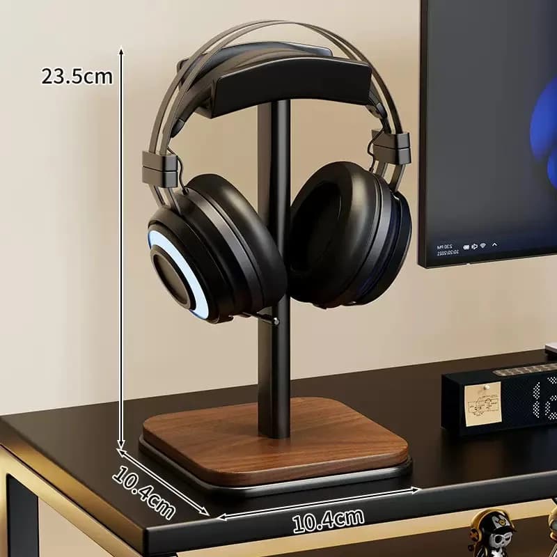 Universal Headphones Stand Real Wood+Metal Gaming Headset Hanger Bracket Desktop Display Shelf for Airpods Max Space Saving