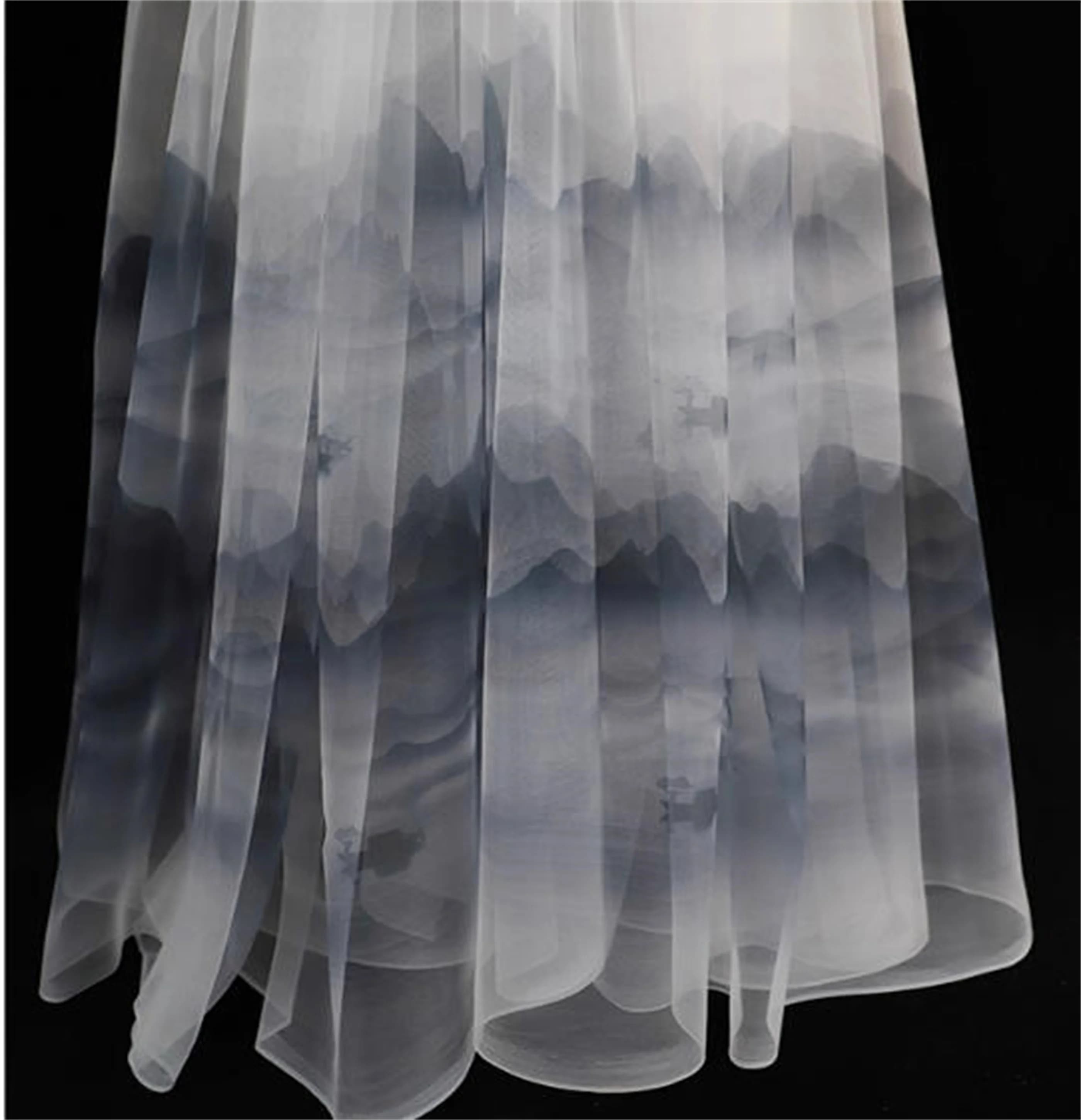 Tessuto per soffitto con tenda di garza lavata con inchiostro, gonne per abbigliamento Hanfu cinese/tessuto a rete lavata con inchiostro di garza morbida
