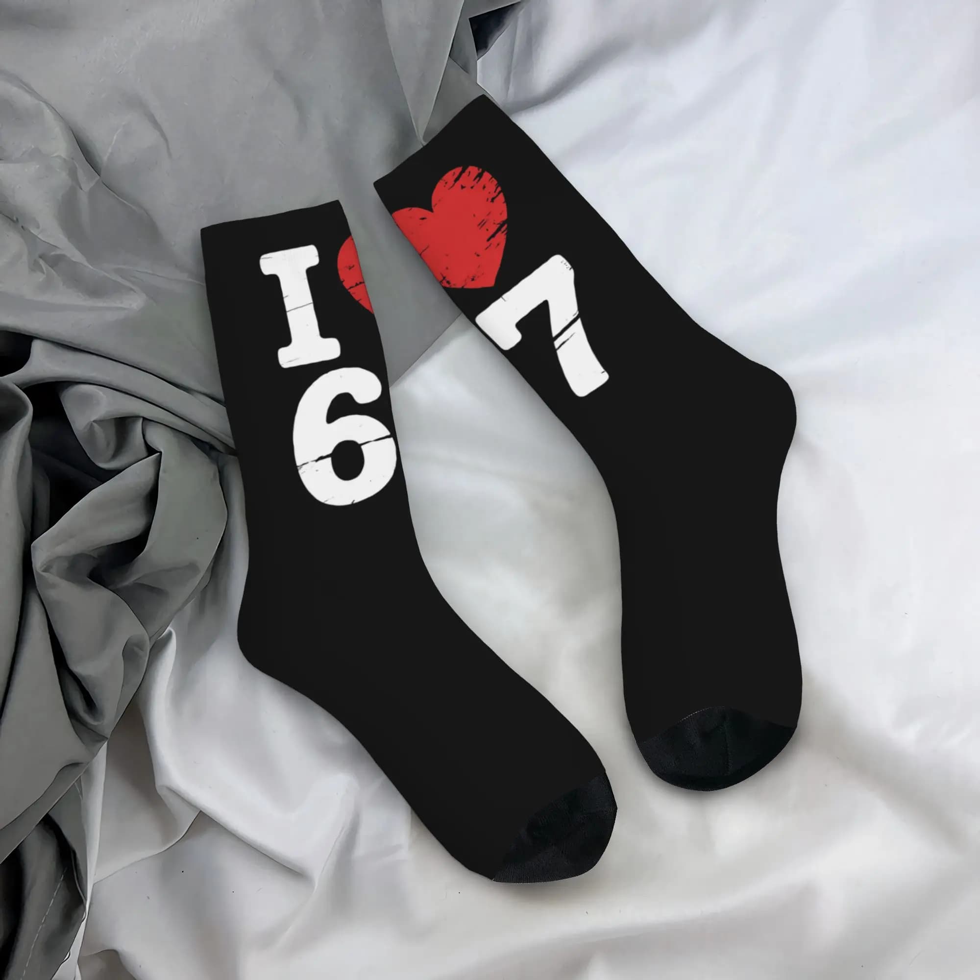 Custom Cute Men's Funny Sixty Seven Dress Socks Unisex Comfortable Warm 3D Printed Crew Socks