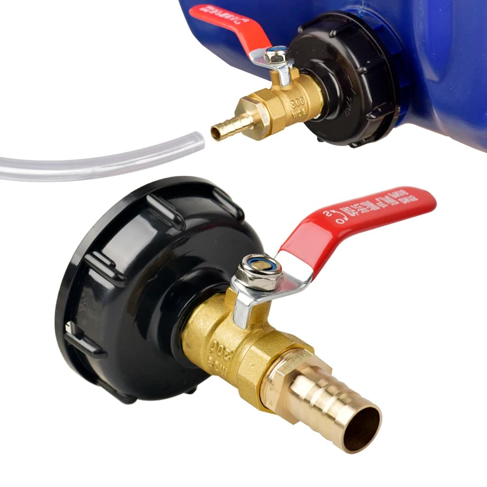 Adattatore per serbatoio IBC da 1000 litri con valvola in ottone S60 a 6/8/10/12/14/16/19mm Raccordo per valvola del serbatoio con connettore a forcella per tubo flessibile