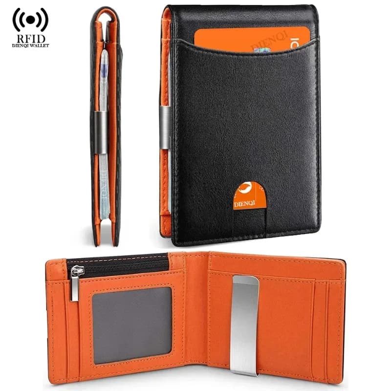 Porta biglietti da visita in fibra di carbonio Portafoglio intelligente Rfid con cerniera Porta carte di credito piccolo Porta soldi in metallo Portafoglio minimalista per uomo