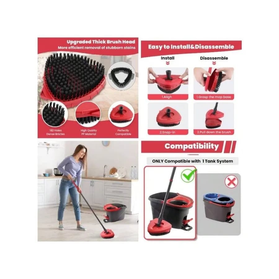 【Nuovo stile】 Confezione da 2 spazzole per la pulizia compatibili con il sistema O Cedar EasyWring Microfiber Spin Mop 1, spazzola per pavimenti aggiornata
