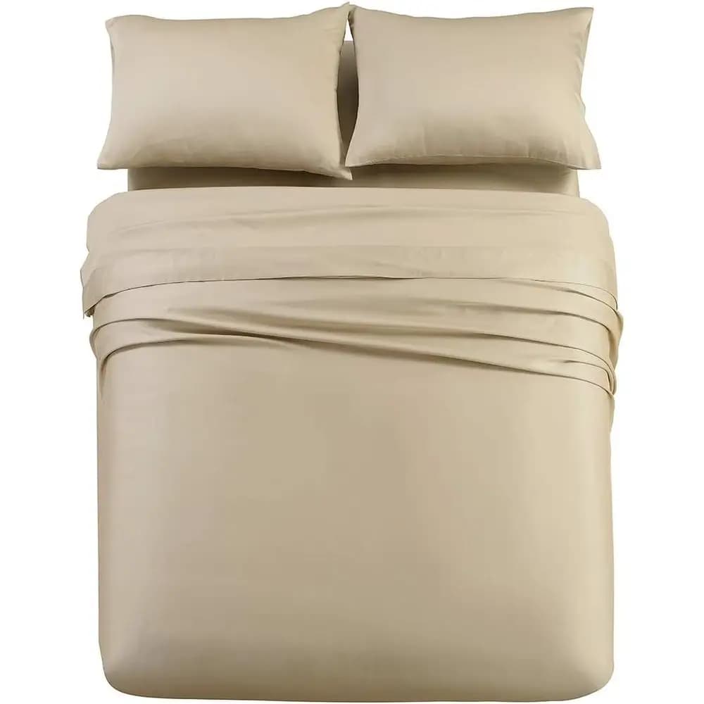 Lenzuola Rinfrescanti in Tencel Lyocell a 600 Fili con 32 Tasche Divise e Tasche Profonde, Compatibili con Letti Regolabili, Colore Taupe