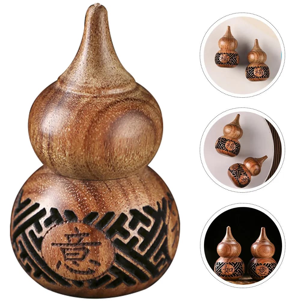 Carving Wood Gourd Aroma Beads Sachet Hollowed Wooden Diffuser for Bedroom Car Office Portable Wooden Carved Scent Ball Holder