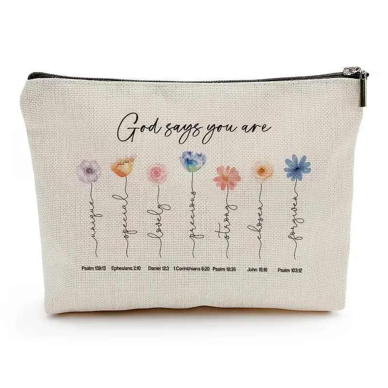 Borsa per il trucco floreale a tema biblico da 1 pezzo - Pochette multifunzionale con cerniera per donna, borsa porta gioielli, organizer da viaggio perfetto con cerniera, divertente regalo di compleanno