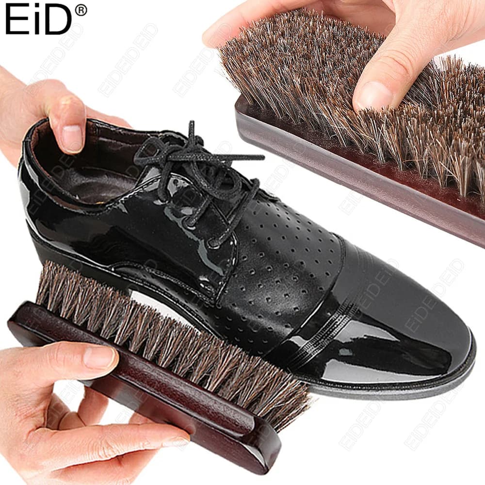 Spazzola per la cura delle scarpe in crine di cavallo e pelle, lucidatura e pulizia, per interni auto, mobili, accessori auto, rimozione sporco e detriti (1/2 pezzi)