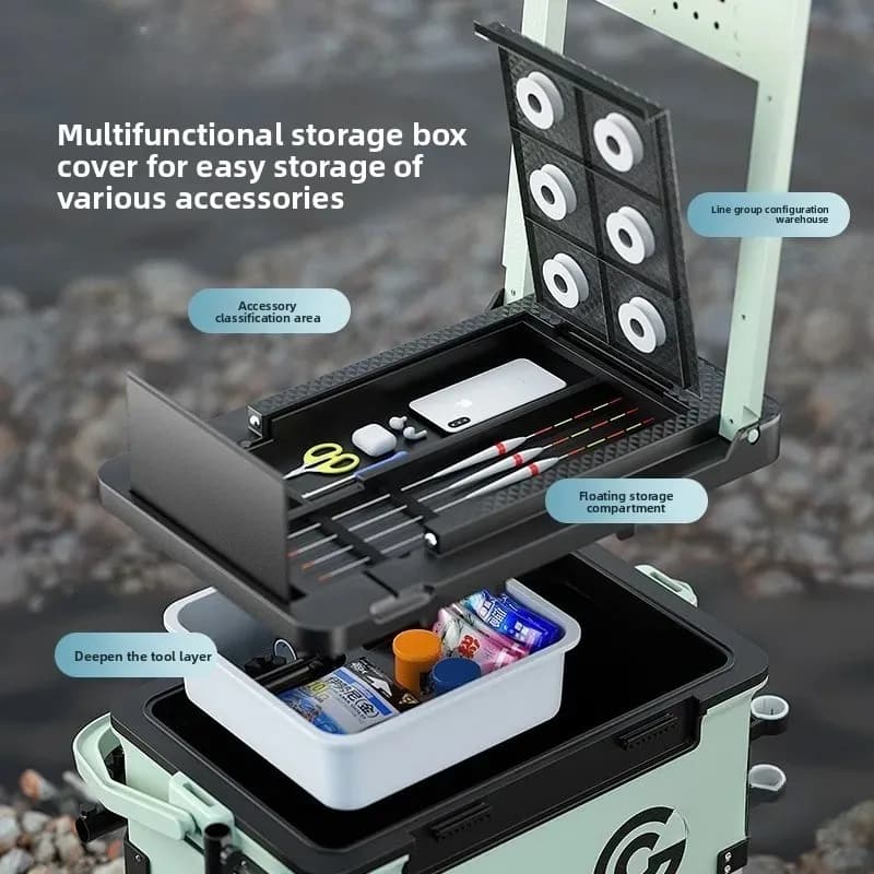 26L Ultra‑Light Seatable Fishing Box, Multifunctional Full‑Set Platform Fishing Tackle Box for Outdoor Angling