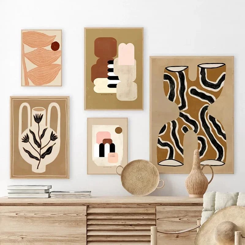Pigiama astratto Donna Poster Stampe Boho Line Vaso geometrico Tela Pittura Moderna Arte della parete Soggiorno Camera interna Decorazione della casa