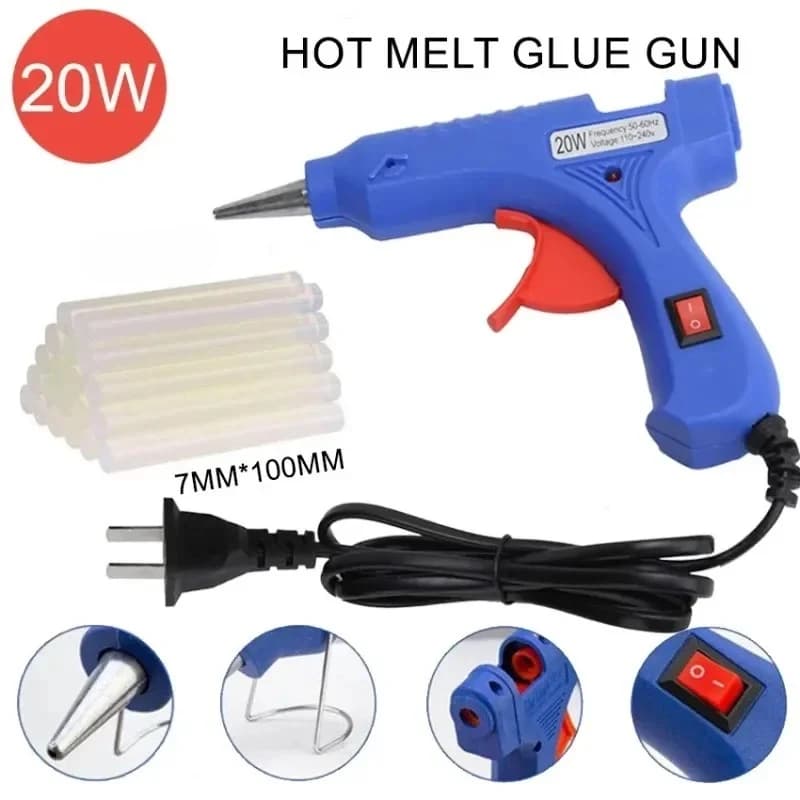 Pistola in silicone caldo Pistola per colla elettrica da 20 W Bastoni trasparenti Mini strumenti fai-da-te per la manutenzione e l'artigianato domestico