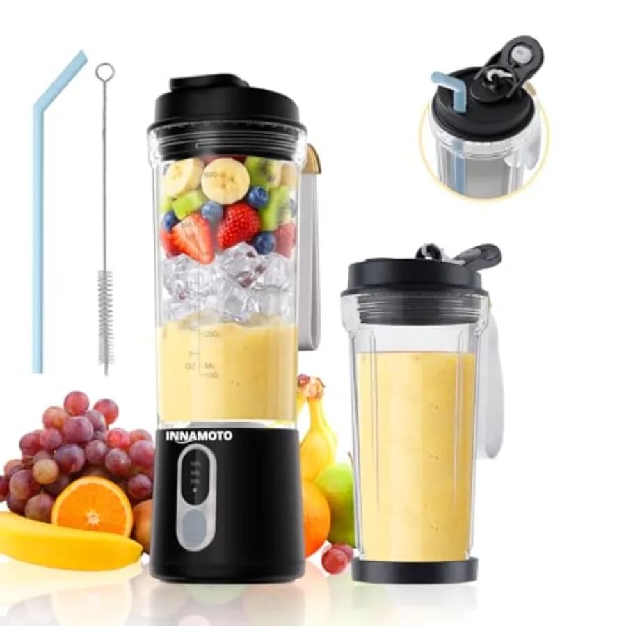 Frullatore Portatile Personale per Smoothie - Mini Frullatore Senza Fili con Potente Funzione di Miscelazione, Bicchiere per Succhi da 20oz Senza BPA con Funzione Anti-Perdita
