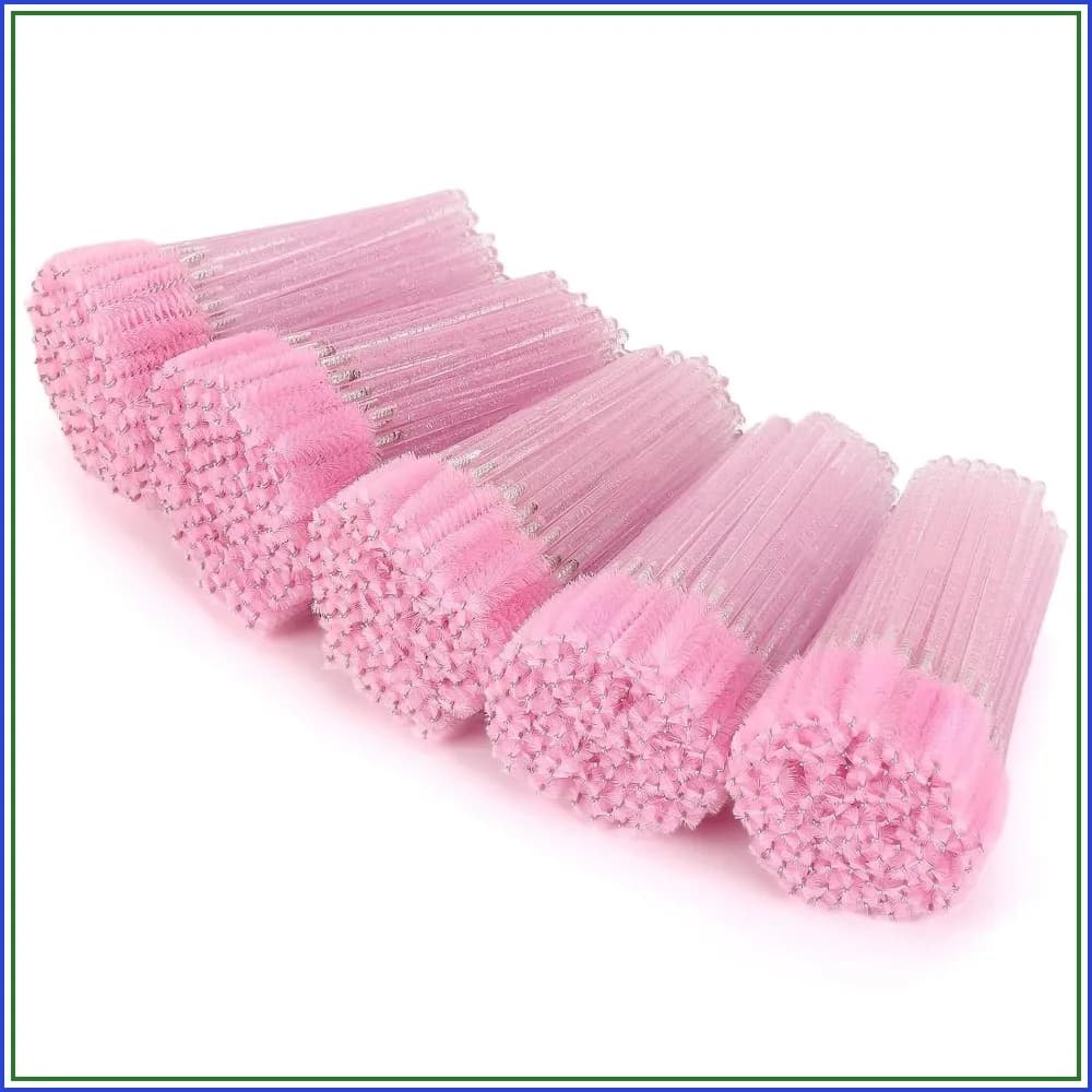 500 Disposable Mascara Wands Eyelash Brush Spoolies for Eyebrow Eye Lash Extension Pink