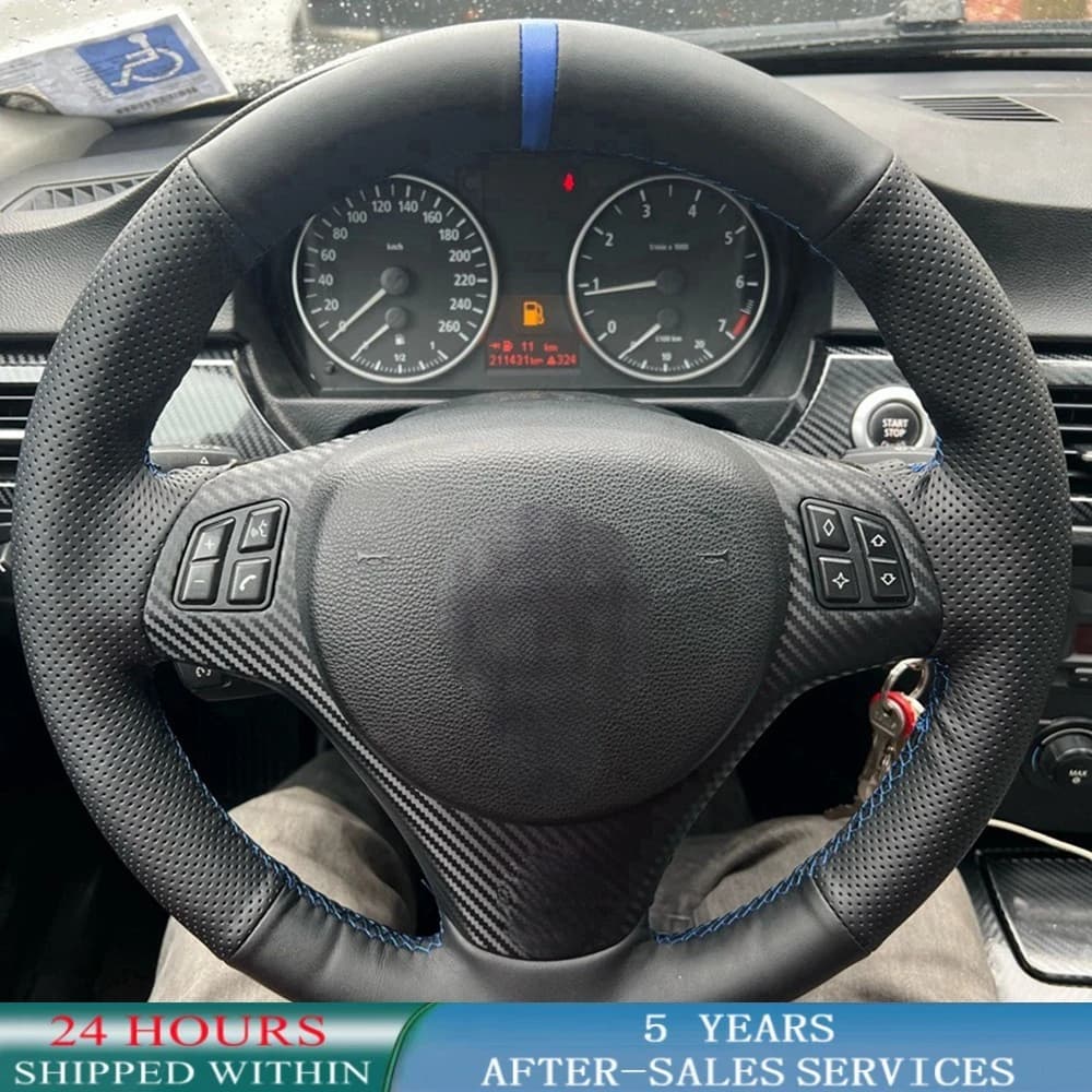 Coprivolante per auto a treccia personalizzato in pelle antiscivolo per BMW E87 E81 E82 E88 M Sport M3 E90 E91 E92 E93 accessori per auto