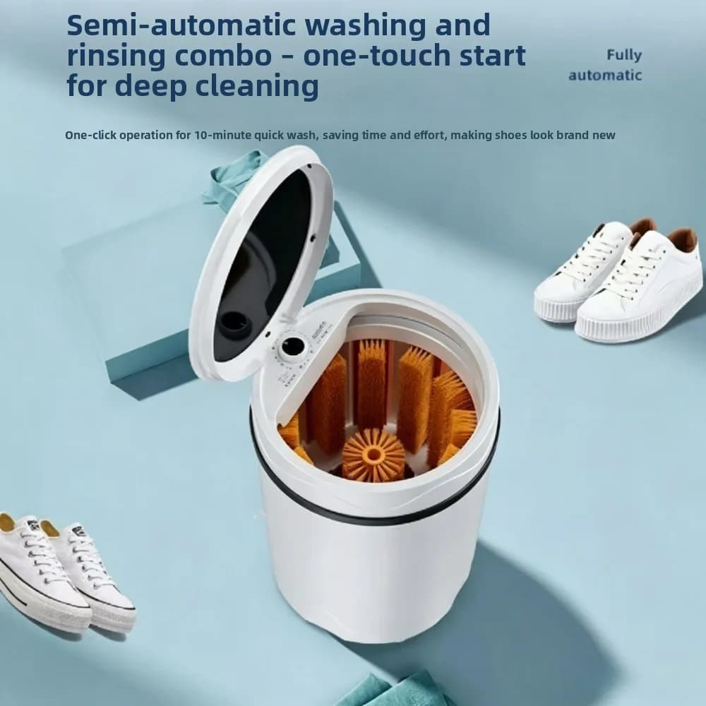 Full Inner Wall Brush Washer Spin Integrated Household Footwear Cleaner For Shoes Socks Small Automatic Shoe Washing Machine