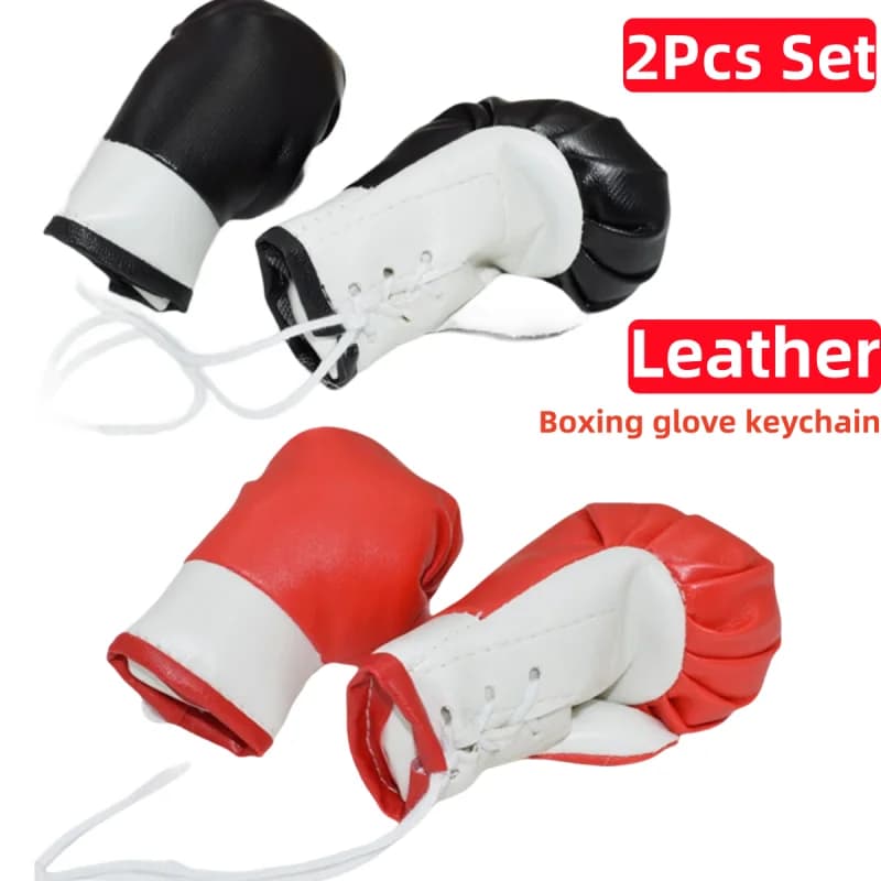Grandi Guantoni da Boxe da 10 CM, 2 Pezzi, Portachiavi Ornamentali in Pelle a Forma di Guanto da Boxe per Specchietto Auto, Casa, Accessori Decorativi da Appendere