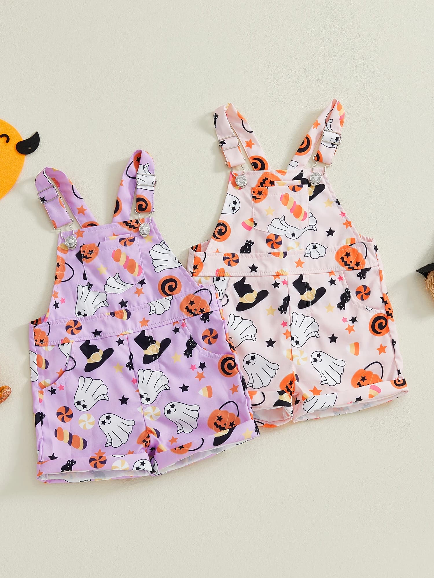 Tutina pagliaccetto a maniche lunghe con stampa zucca di Halloween per neonato con chiusura a scatto e design con cappuccio per feste cosplay