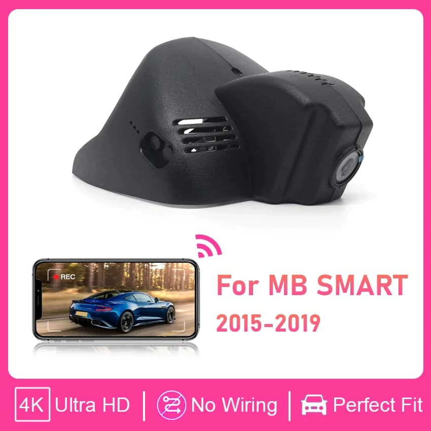 Plug and Play Wifi Car DVR HD 4K Dual Lens Dash Cam Camera for Mercedes Benz Smart 453 for Smart fortwo forfour 453 2015~2020