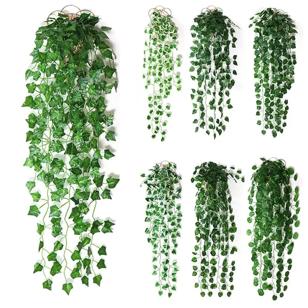 Artificial herd wreath leaves fake plants hanging green foliage garland Trailing Vine Party Wedding Home Decor