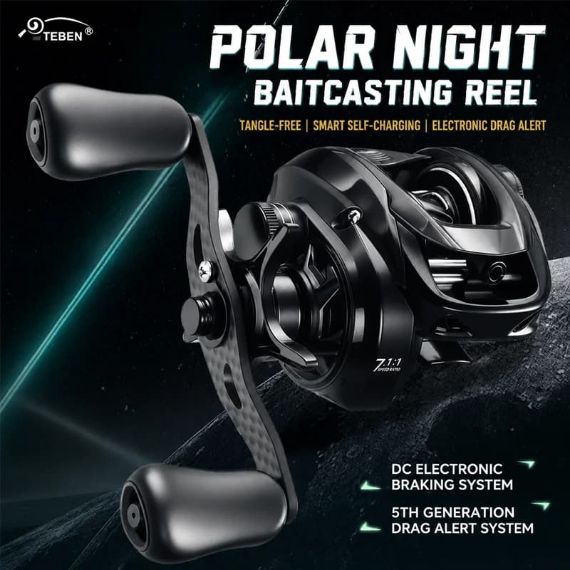 TEBEN Polar Night DC Baitcasting Reel Electronic Brake Anti Backlash Long Casting Versatile Saltwater Fishing Ultra Light Lure