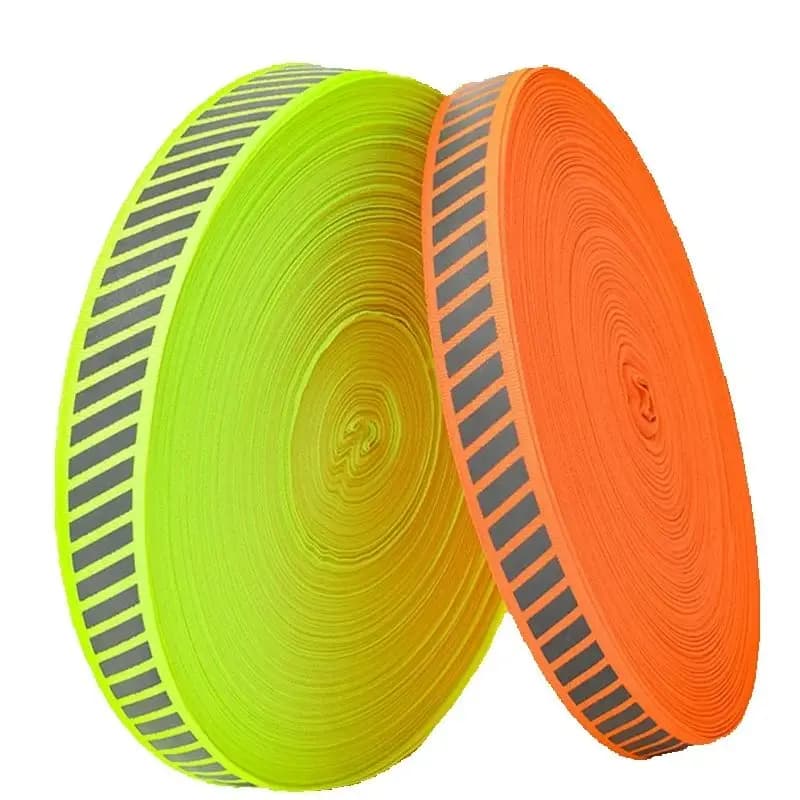 Tessitura riflettente in twill fluorescente fai-da-te da 1 pollice da cucire sui vestiti Evidenzia strisce riflettenti in poliestere di avvertimento
