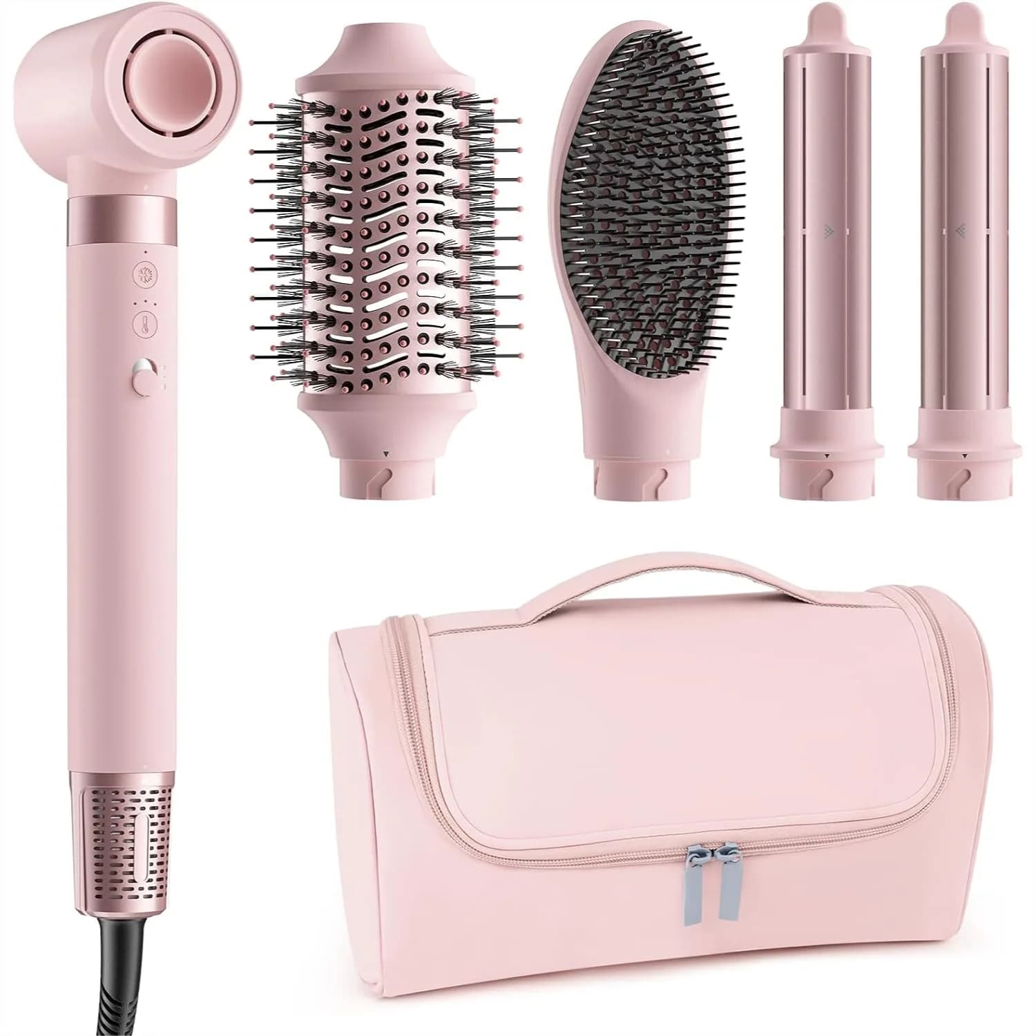 5 in 1 Hot Air Styler Wrap - High-Speed Hair Dryer & Volumizing Brush with Auto Curlers, Fast Drying & Frizz-Free Styling
