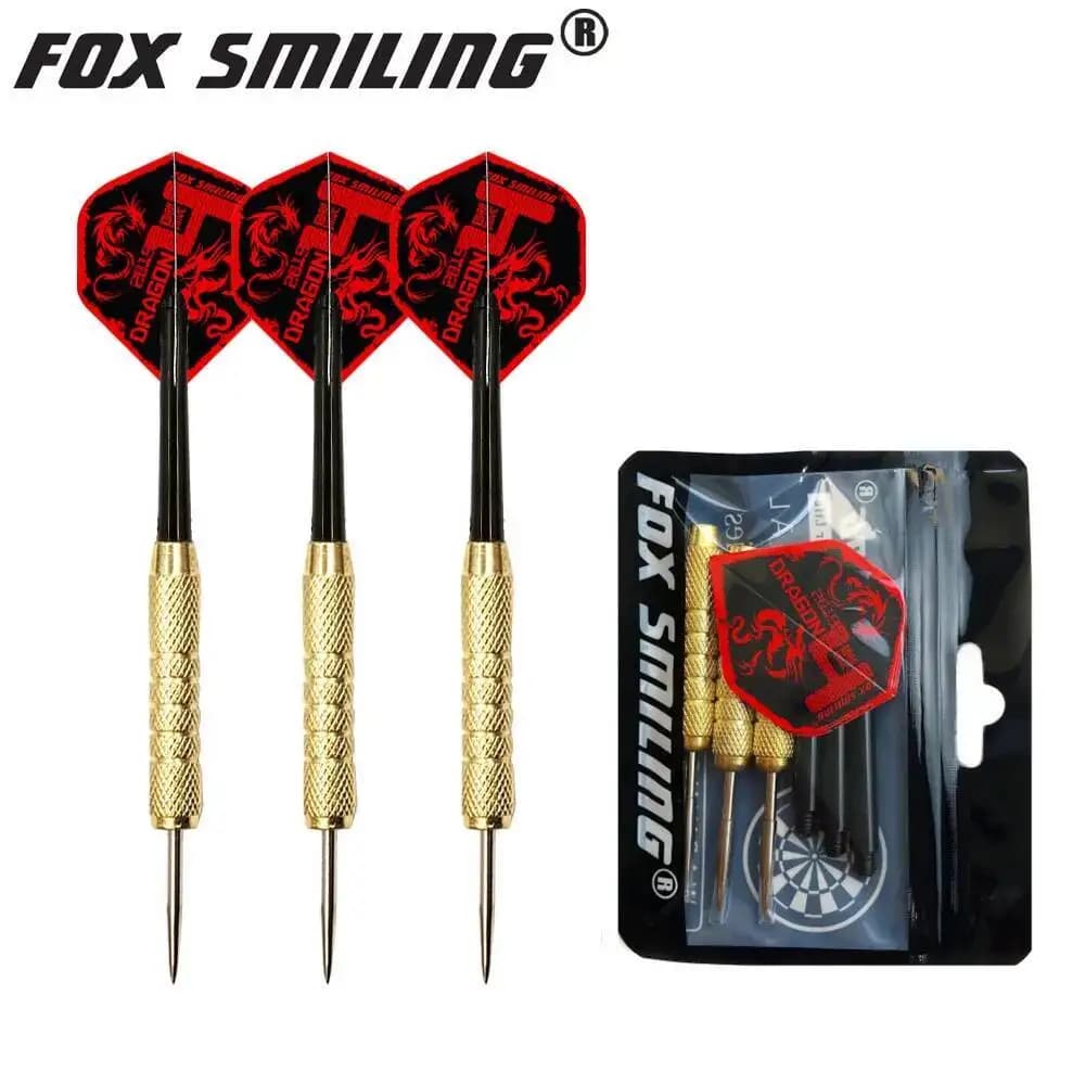 Fox Smiling 3PCS 18g 22g Punta in acciaio Dart Needle Freccette Barile dorato con simpatici voli
