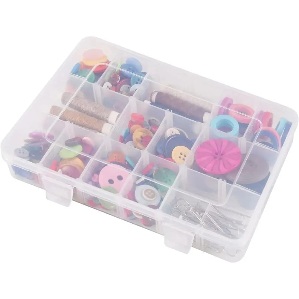 18-wire plastic storage box with dividers, transparent container to store beads, crafts, jewellery, fishing gear, size