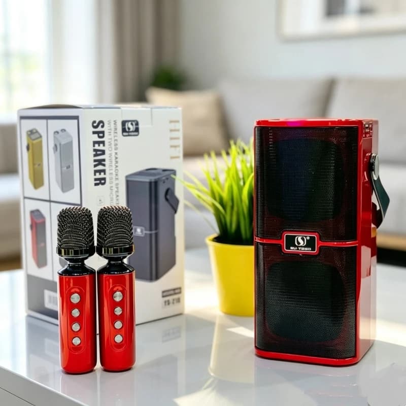 All In One Karaoke Machine Bluetooth Speaker Dual Wireless Mic Portable Handheld KTV Sound Box For Home Camping Travel Party