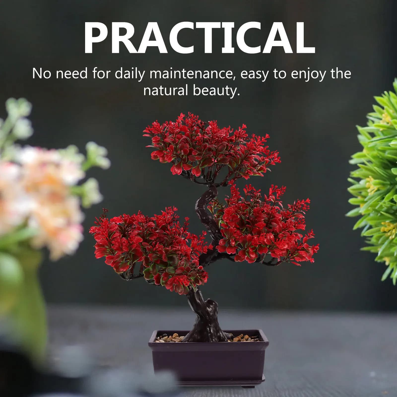 Artificial Bonsai, Simulated Vase Plant, Fin Vegetation, Decorative Plant, Desk Ornament for Home, Office, Garden
