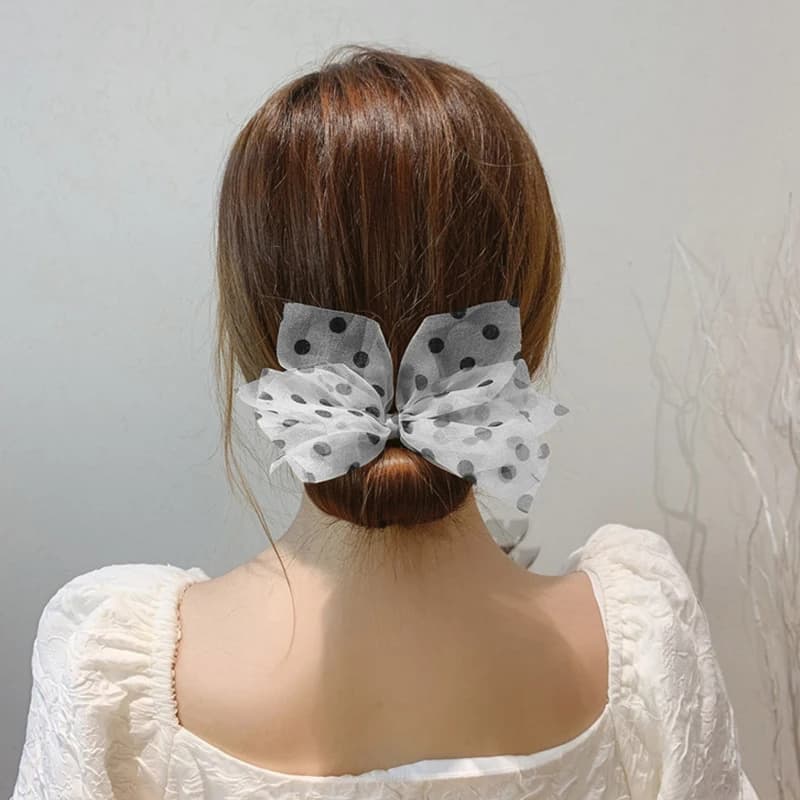 Piastra per capelli con fiocco a pois in maglia semplice moda 1/2 pezzi per accessori per capelli da festa per ragazze da donna