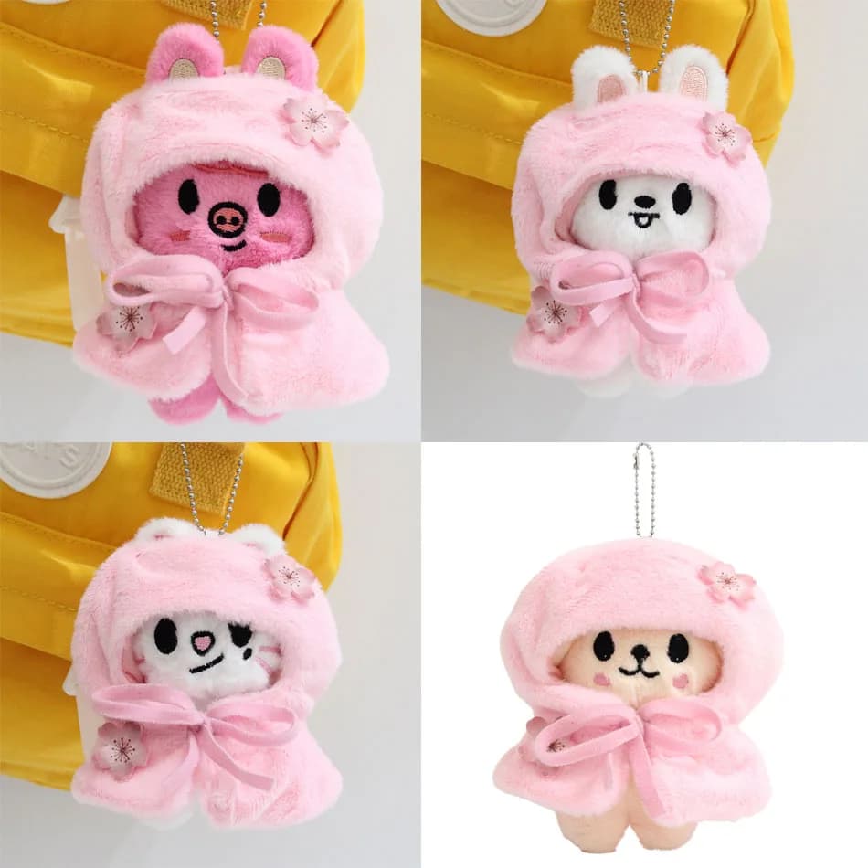 New Skzoo Cute Sakura Themed Toy Set With Cloak Shawl Dress Up Figure Bag Keychain Decorative Kawaii Plushie Doll Supplies Gift