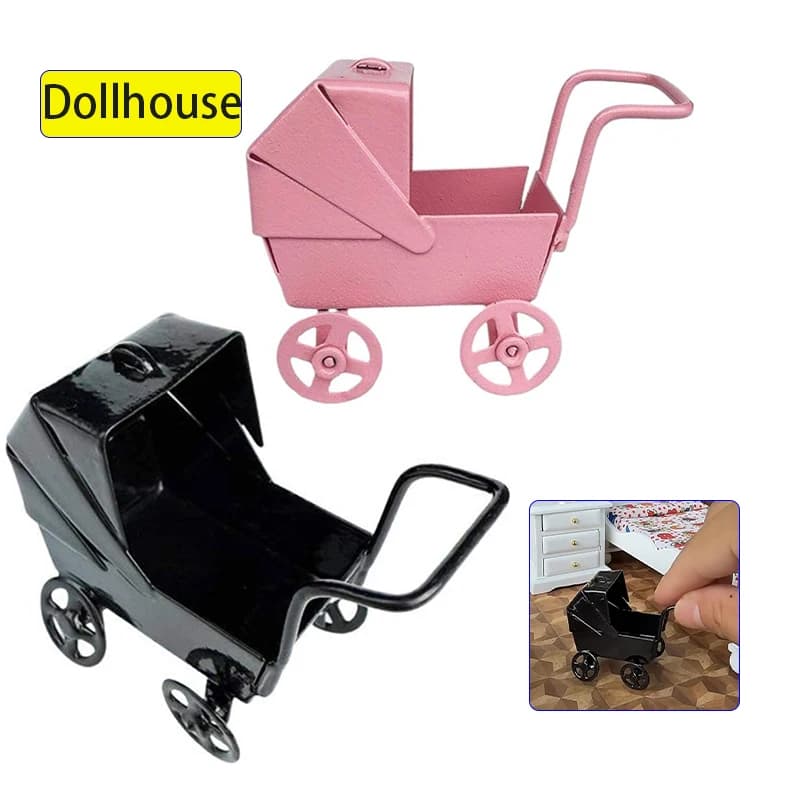 1 pz 1:12 miniature di case delle bambole in ferro battuto passeggino modello casa delle bambole camera da letto decorazione della scena ornamenti giochi di imitazione giocattoli fai da te