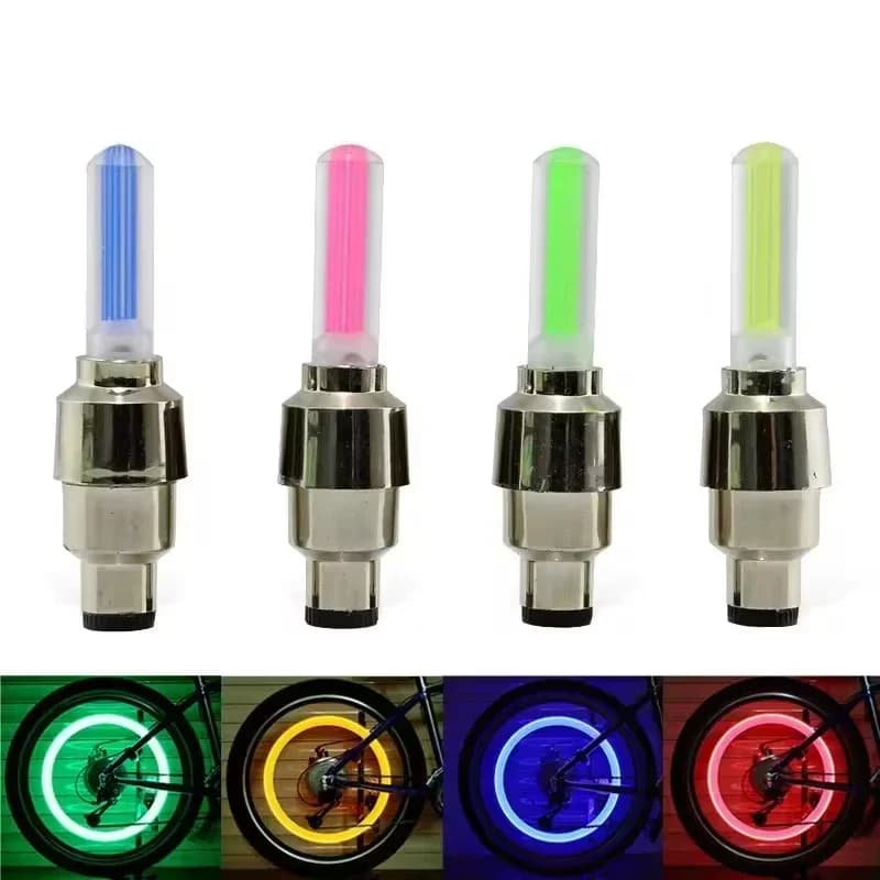 2/4 pezzi tappi valvole per pneumatici per biciclette moto luce LED lampada flash al neon luci per ruote universali per pneumatici impermeabili accessori per auto