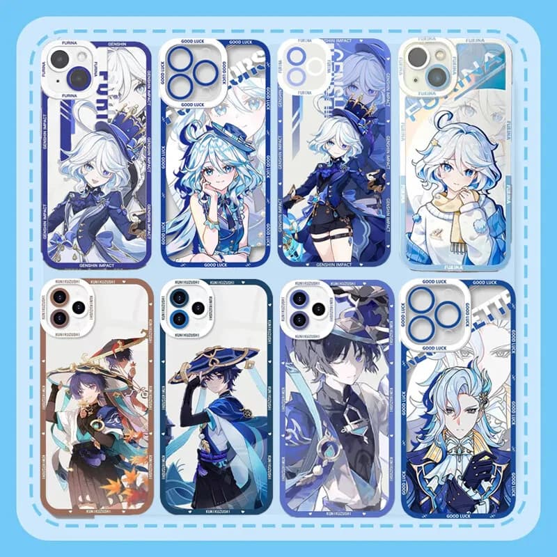 Genshin Impact Cassa Del Telefono Per iPhone 16e 11 12 13 14 15 16 Pro Max Mini 7 8 Plus XS Max Wanderer Neuvillette Furina Copertura Morbida