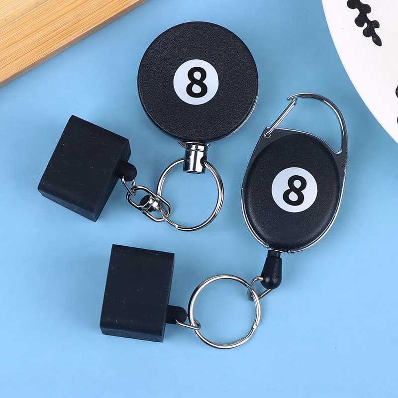 Porta Gesso da Biliardo Retrattile con Clip e Cordino Telescopico, Accessorio per Biliardo e Snooker, Colore Nero