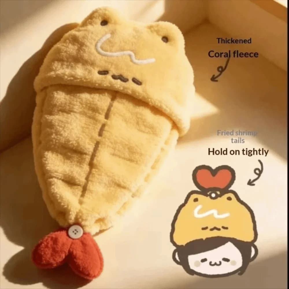 Durable Soft Hair Towel Wrap Coral Fleece Button Closure Hair Drying Cap Absorbent Cute Animal Design Bath Head Wrap Home Use