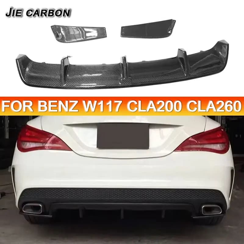 For Mercedes-Benz CLA-Class W117 CLA200 CLA260 Carbon Fiber Rear Bumper Lip Spoiler Diffuser Fender Upgrade Auto Parts