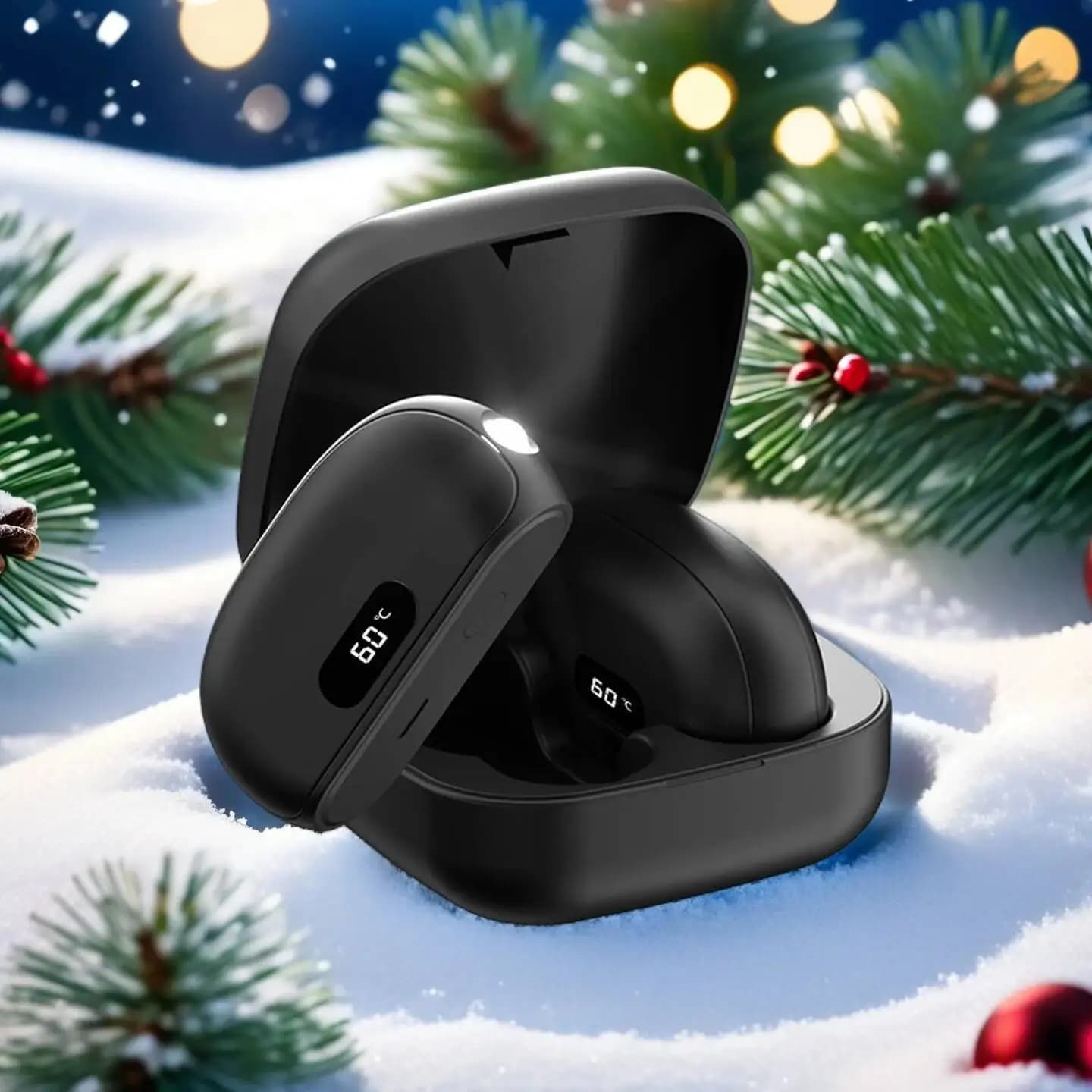 Scaldamani ricaricabile con display digitale magnetico con torcia elettrica e power bank – Tappetino riscaldante portatile antideflagrante per l'inverno
