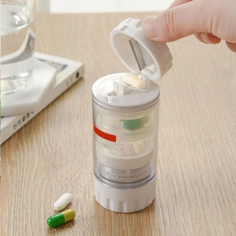 Weekly Portable Organizer for Pills, Travel Container Fillable with Water, Daily Bookcase for Medicines, Vitamins, Fish Oils and Supplements