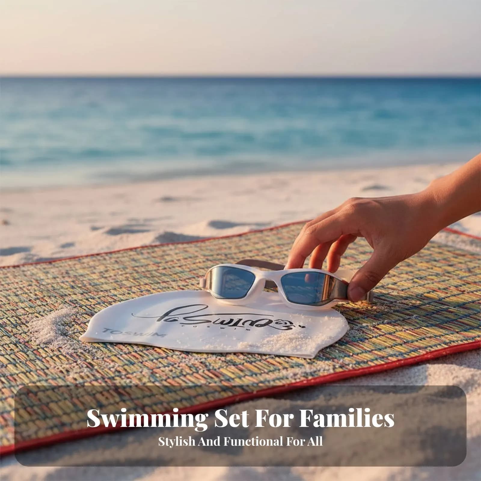 Swimming equipment kit, anti-fog glasses, swimming hood, quick drying towel, removable, for children, adults, holidays, diving