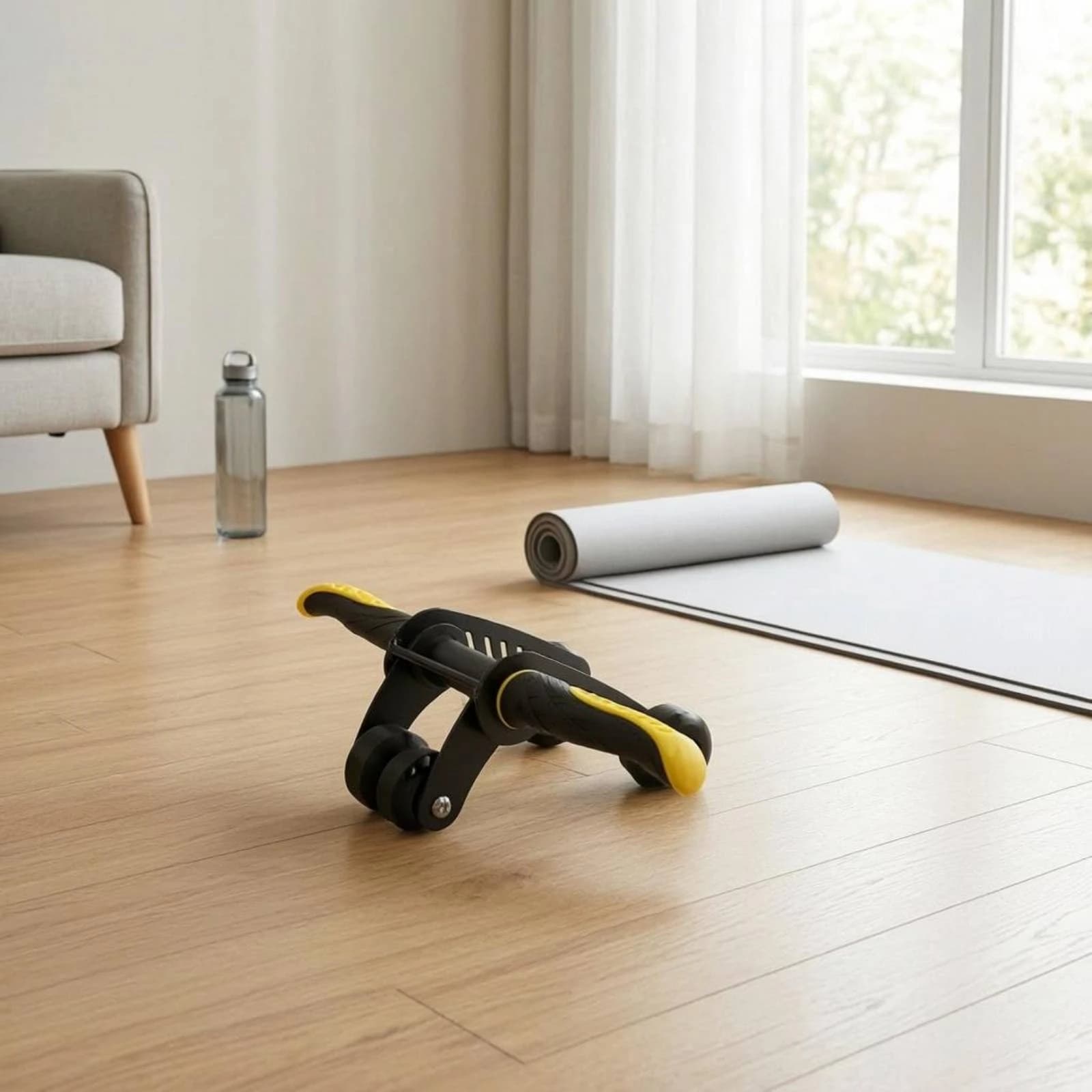 Foldable Ab Roller Compact Double-Bearing Ab Roller Core Exercise Wheel Non-Slip Home Fitness Equipment Ergonomic Handles