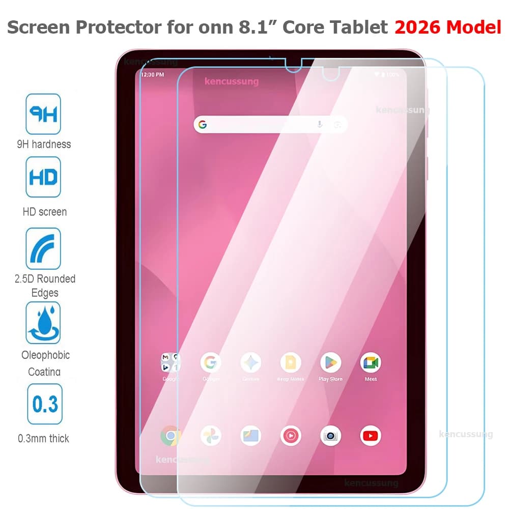 2PCs Screen Protectors for onn 8.1'' Core Tablet 2026 Model onn 8.1Inch 0.3MM 2.5D HD Tempered Glass Scratchproof Film