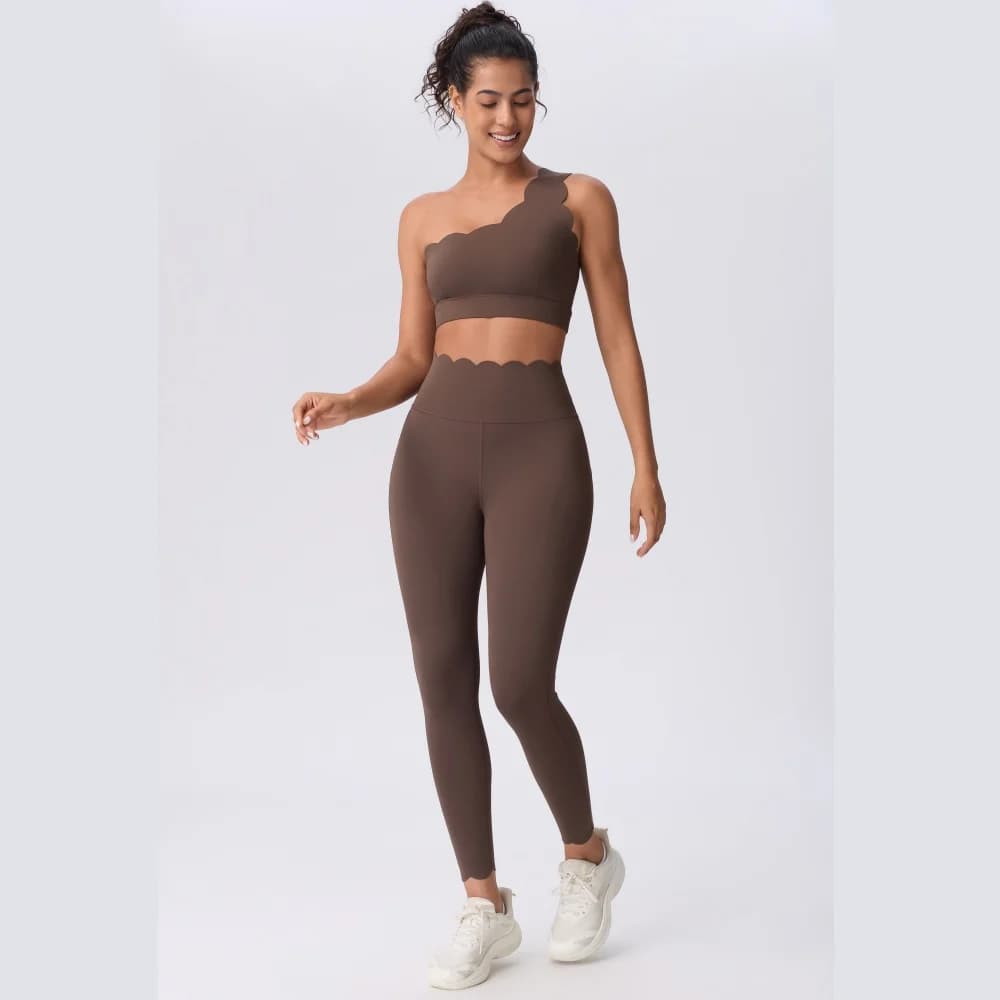 Women Skin Friendly Quick Dry Sports Bra High Waist Leggings Set Off Shoulder Design High Compression Yoga Pilates Activewear