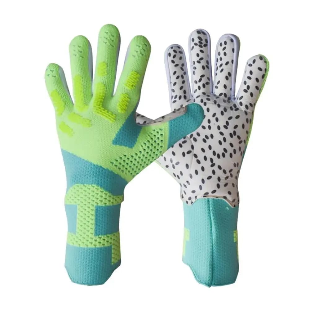 1 paio di guanti da portiere in lattice ispessito, antiscivolo, traspiranti, con protezione per le dita, resistenti all'usura