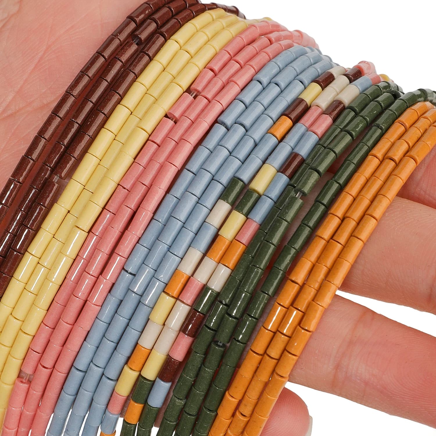 2x4mm Natural Tube Shape Stone Beads Colorful Cylinder Loose Spacer Bead for Jewelry Making Diy Charm Bracelet Necklace Crafts