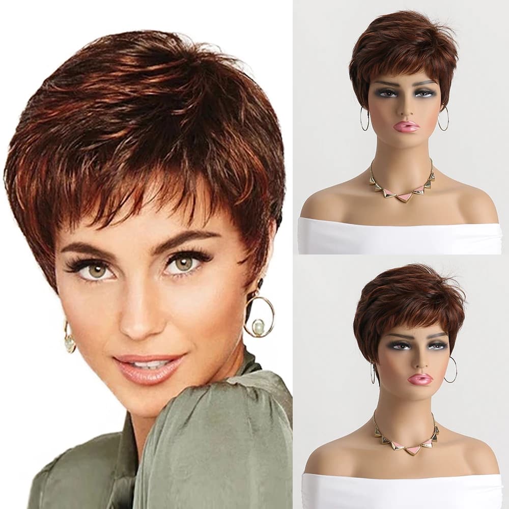 Brown Wig Natural Synthetic Wigs for Women 10Inch Short curly Wig Daily Party Heat Resistant Hair