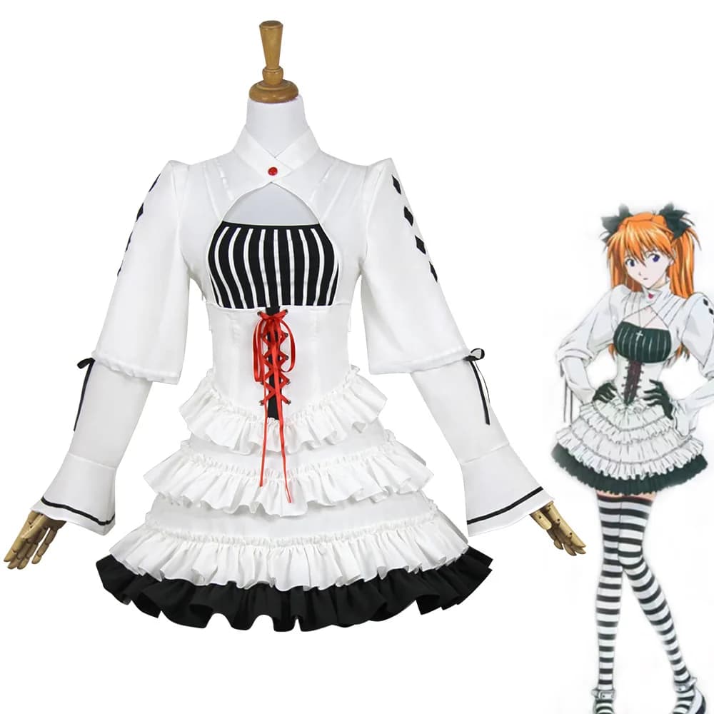 Costumi Cosplay Asuka Abito gotico bianco Anime EVA Uniforme Abiti da festa di carnevale di Halloween per donne e ragazze
