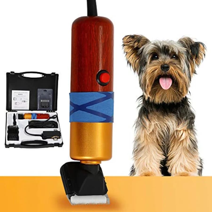 Pet grooming clippers for small/medium/large dogs and cats, stainless steel blades, black, low-noise motor with ergonomic desig