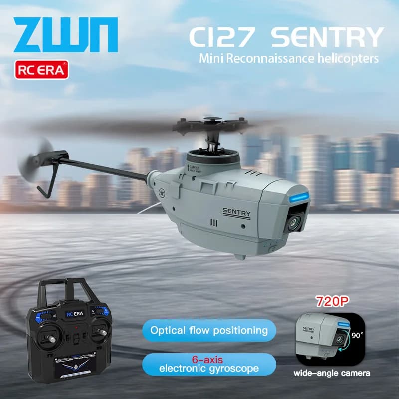 C127 C128 RC Elicottero 2.4G Giroscopio a 6 assi 4CH 720P Fotocamera Mantenimento dell'altitudine Flusso ottico FPV RC Elicottero Giocattoli VS C127 AI Brushless