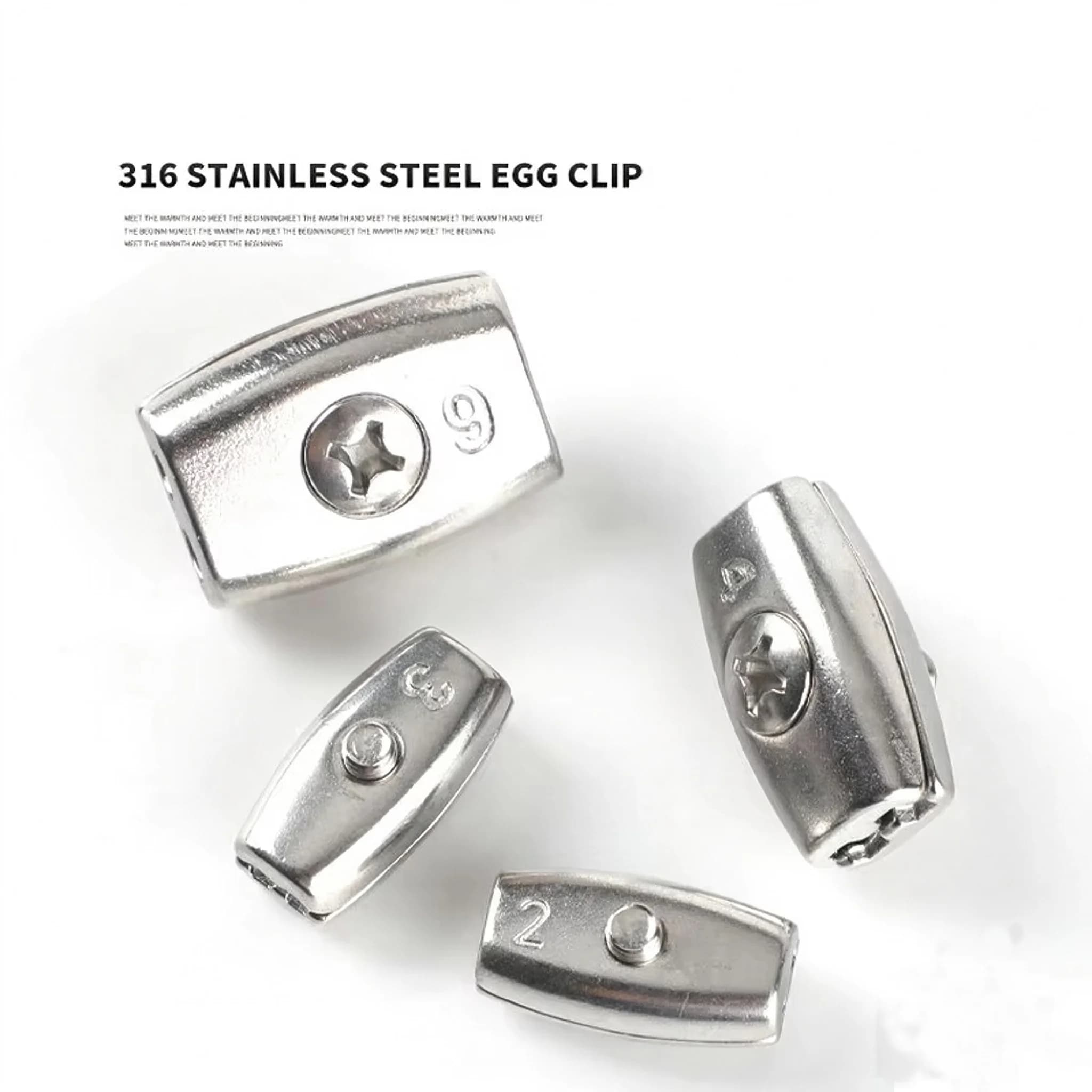4PCS Marine Grade Stainless Steel 316 Wire Rope Clamp Egg Clip Fit Bolts Buckle for 2 3 4 5 6mm Cable